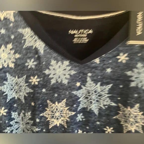 Nautica Cozy Silky Stretch Fleece 2 pc Long Sleeve Top and Pant Sleep Pajama Set - Picture 8 of 13